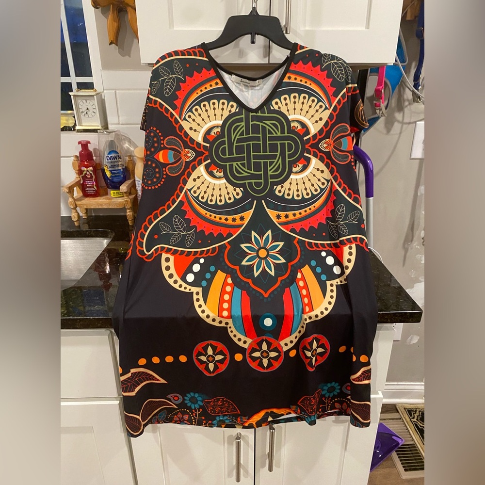 Sakura Black and Orange Maxi Dress